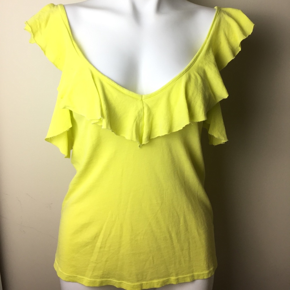 New Splendid 100% supima cotton bright yellow cold shoulder size XS